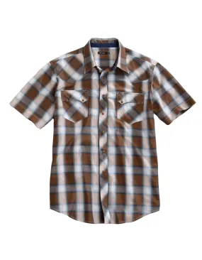 Tin Haul Mens Saddle Dobby Plaid Brown 100% Cotton S/S Shirt L