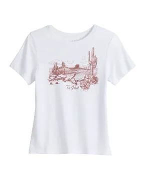 Tin Haul Womens Red Desert Scene White Cotton Blend S/S T-Shirt