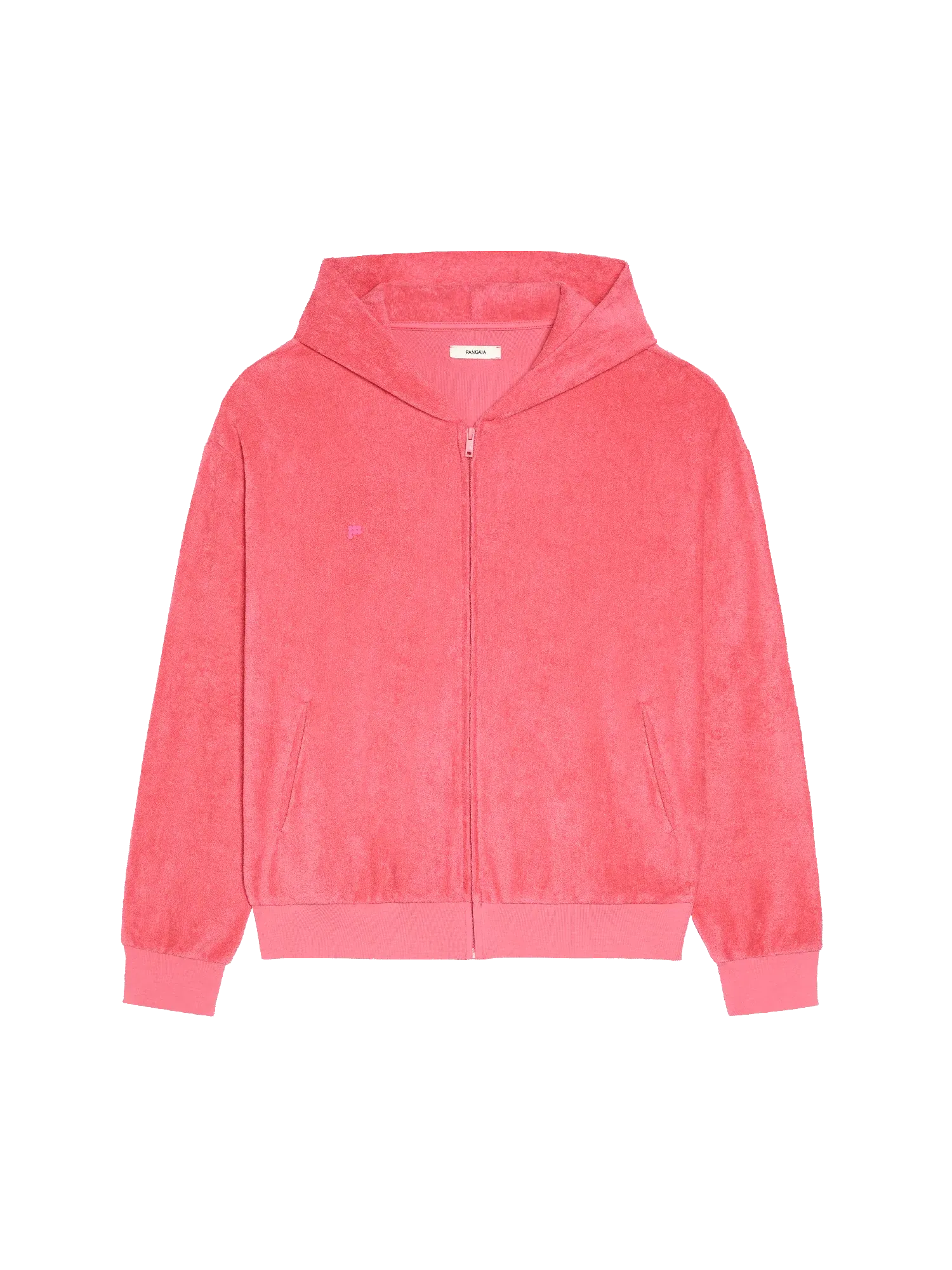 Towelling Zipped Hoodie—lotus pink