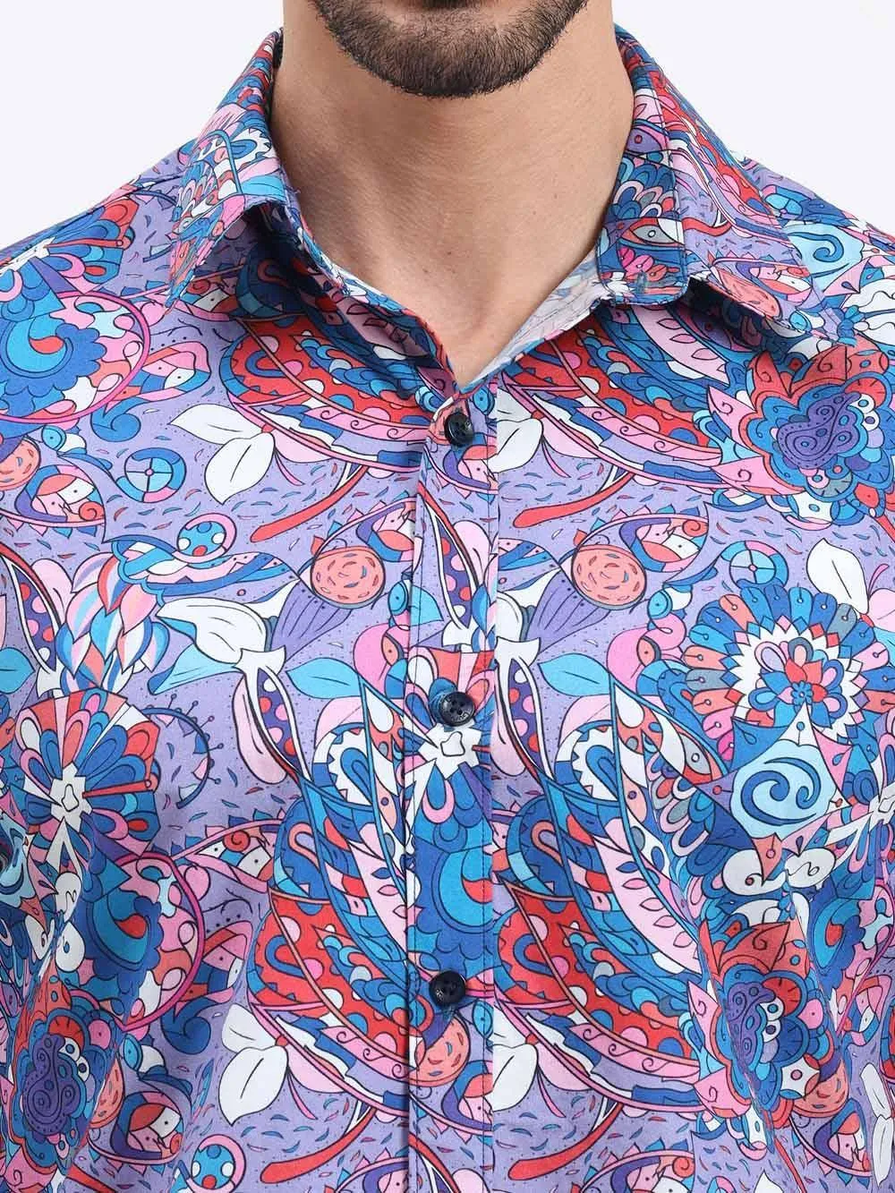 Tracery Digital Printed Cotton Half Sleeve Shirt