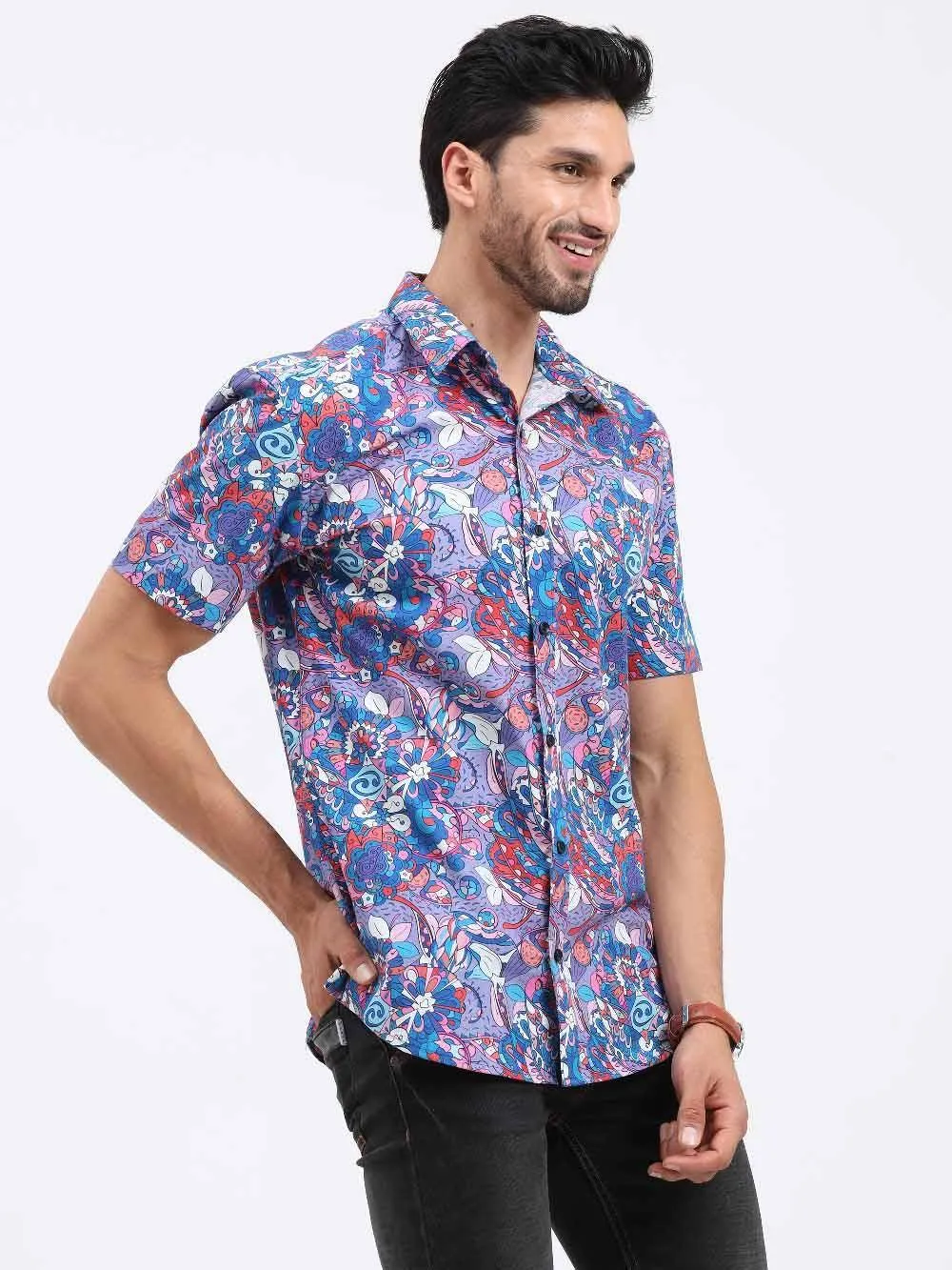 Tracery Digital Printed Cotton Half Sleeve Shirt