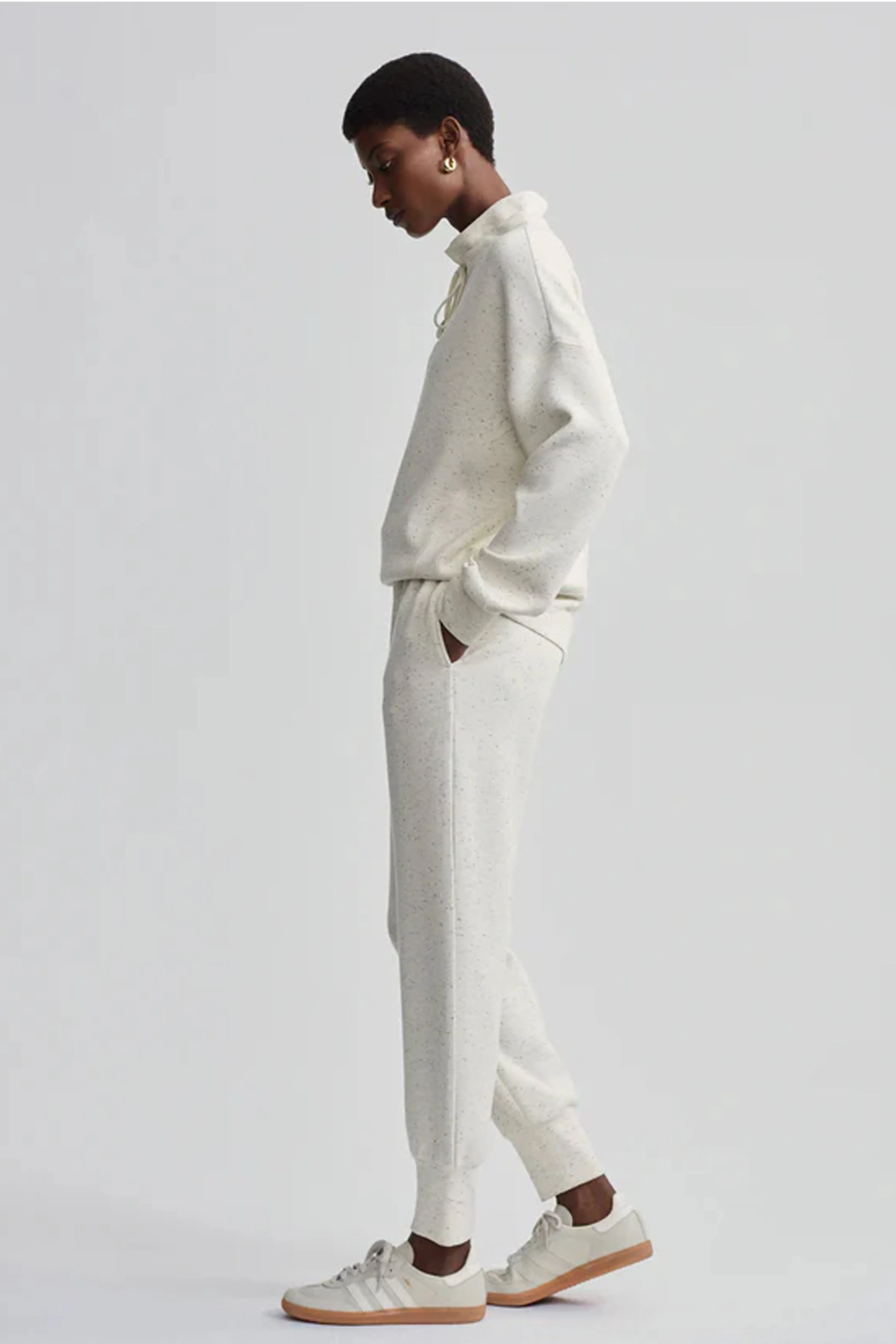 VARLEY | The Slim Cuff Pant 25 - Ivory Marl Fleck