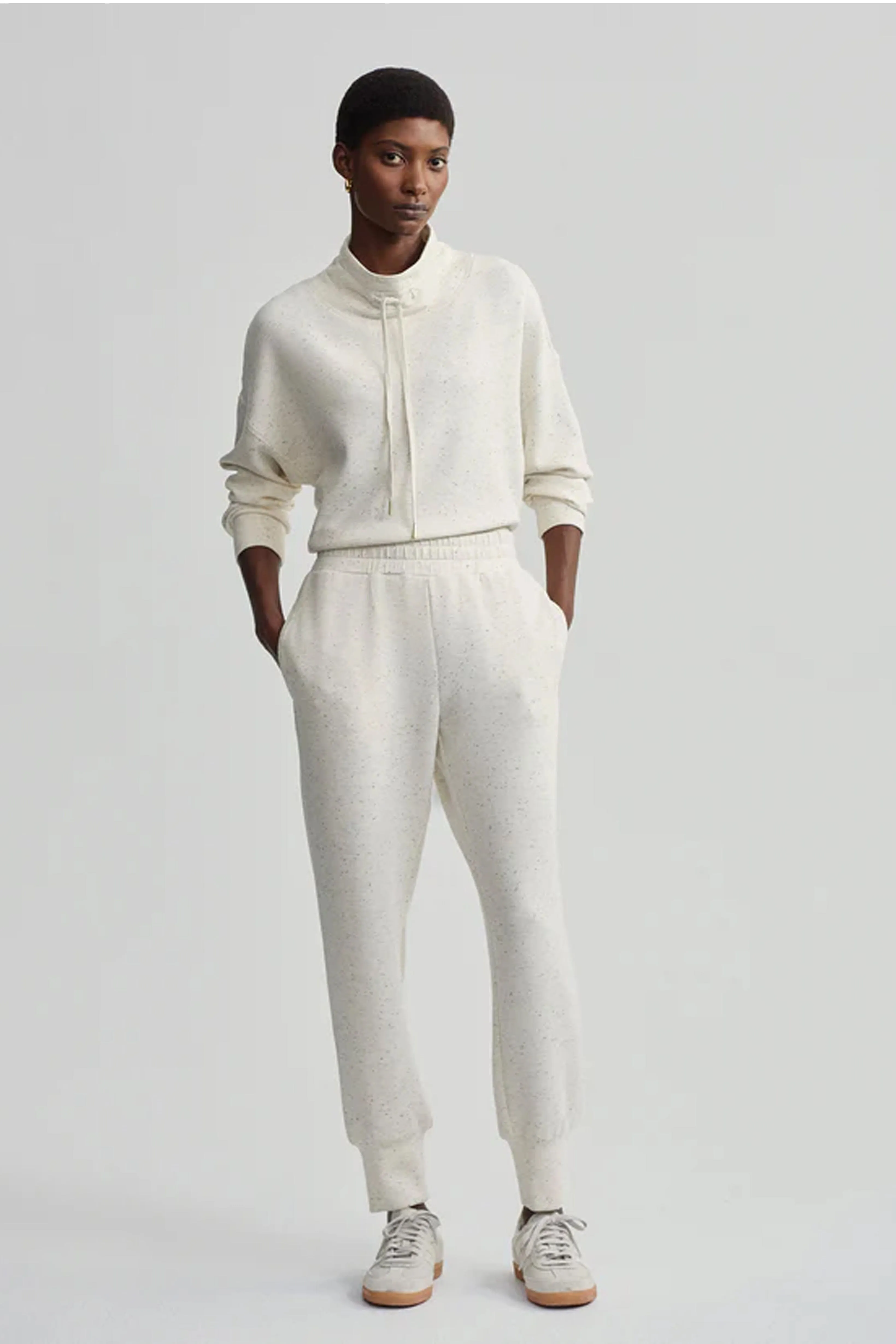 VARLEY | The Slim Cuff Pant 25 - Ivory Marl Fleck