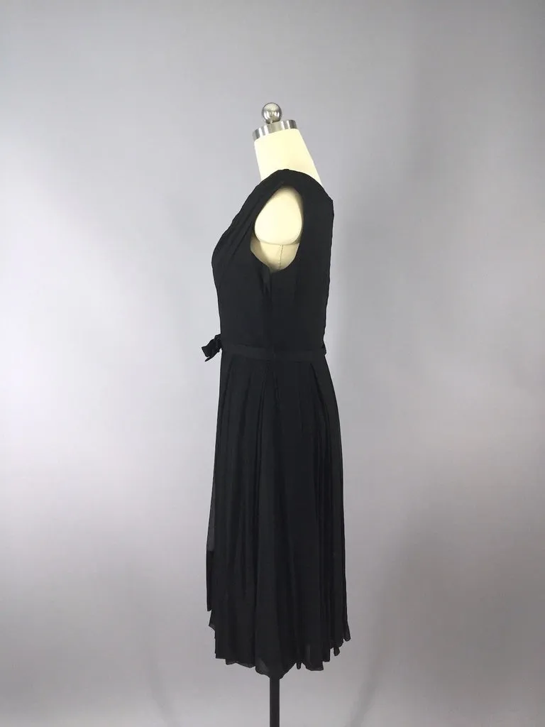 Vintage Black Silk Chiffon Dress