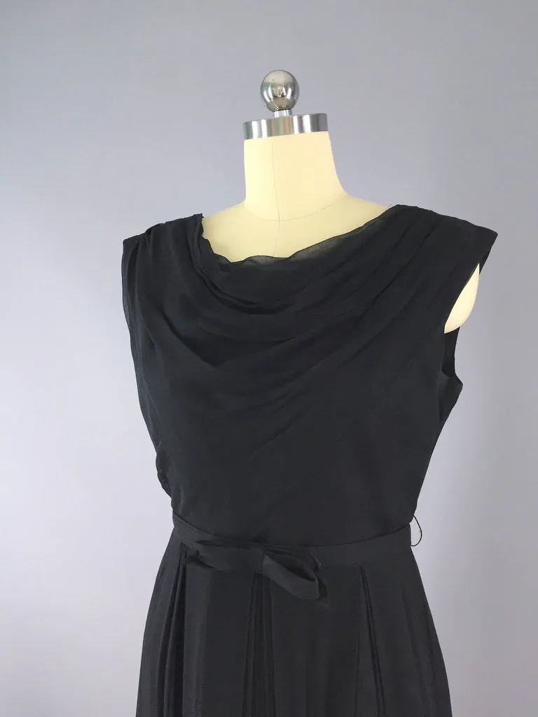 Vintage Black Silk Chiffon Dress