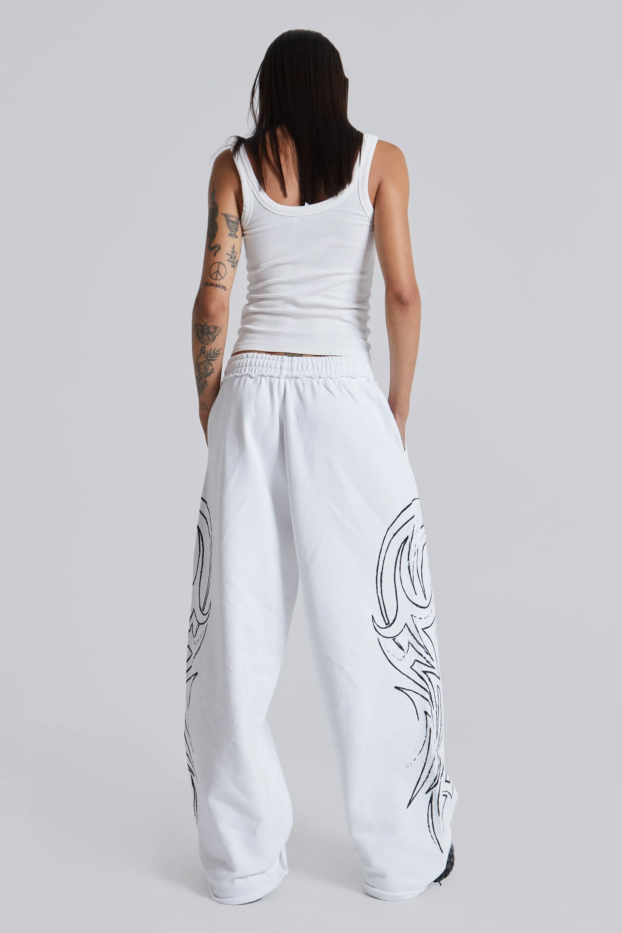 White Baggy Blade Joggers