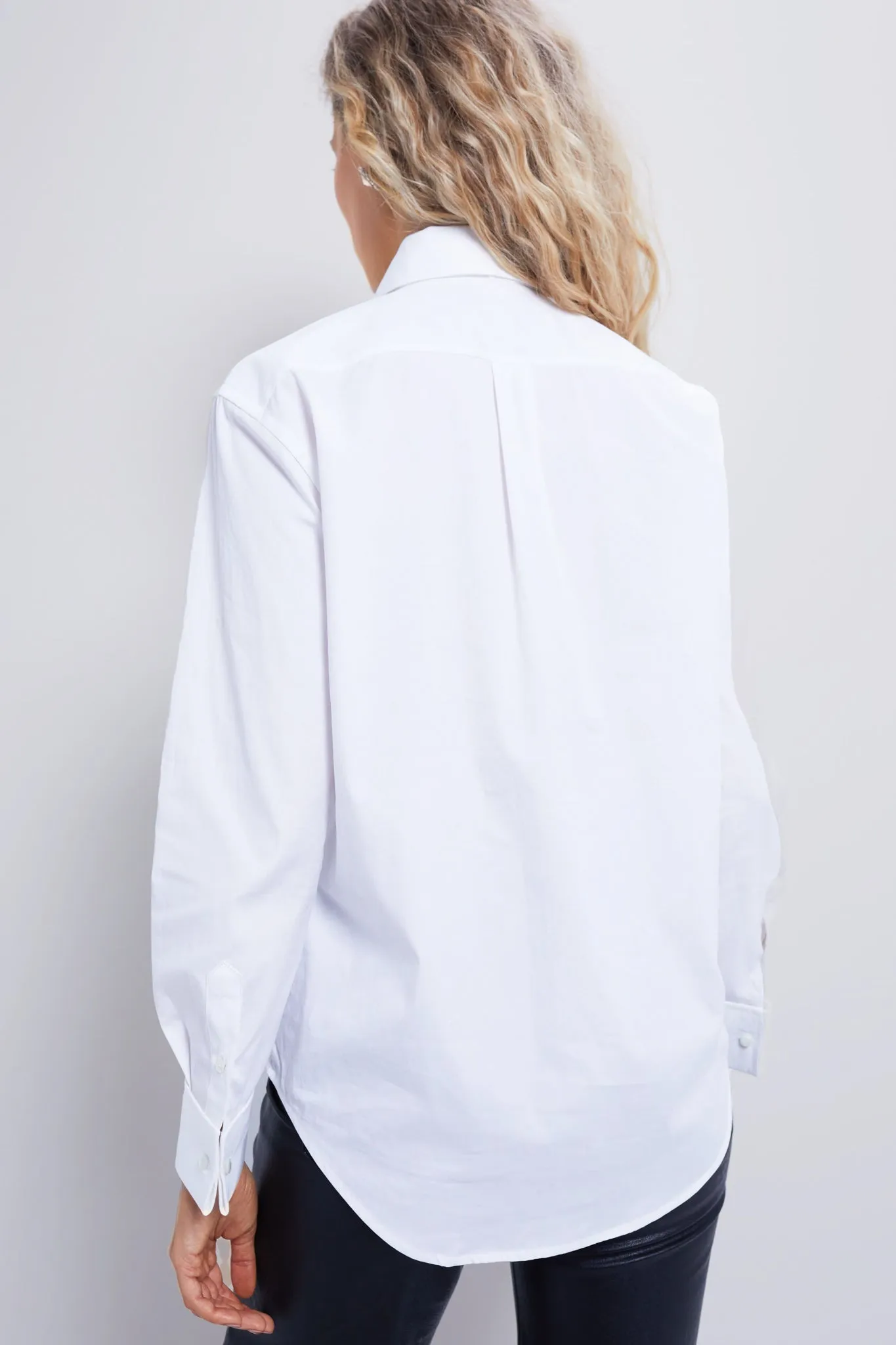 White Long Sleeve Button Front Blouse