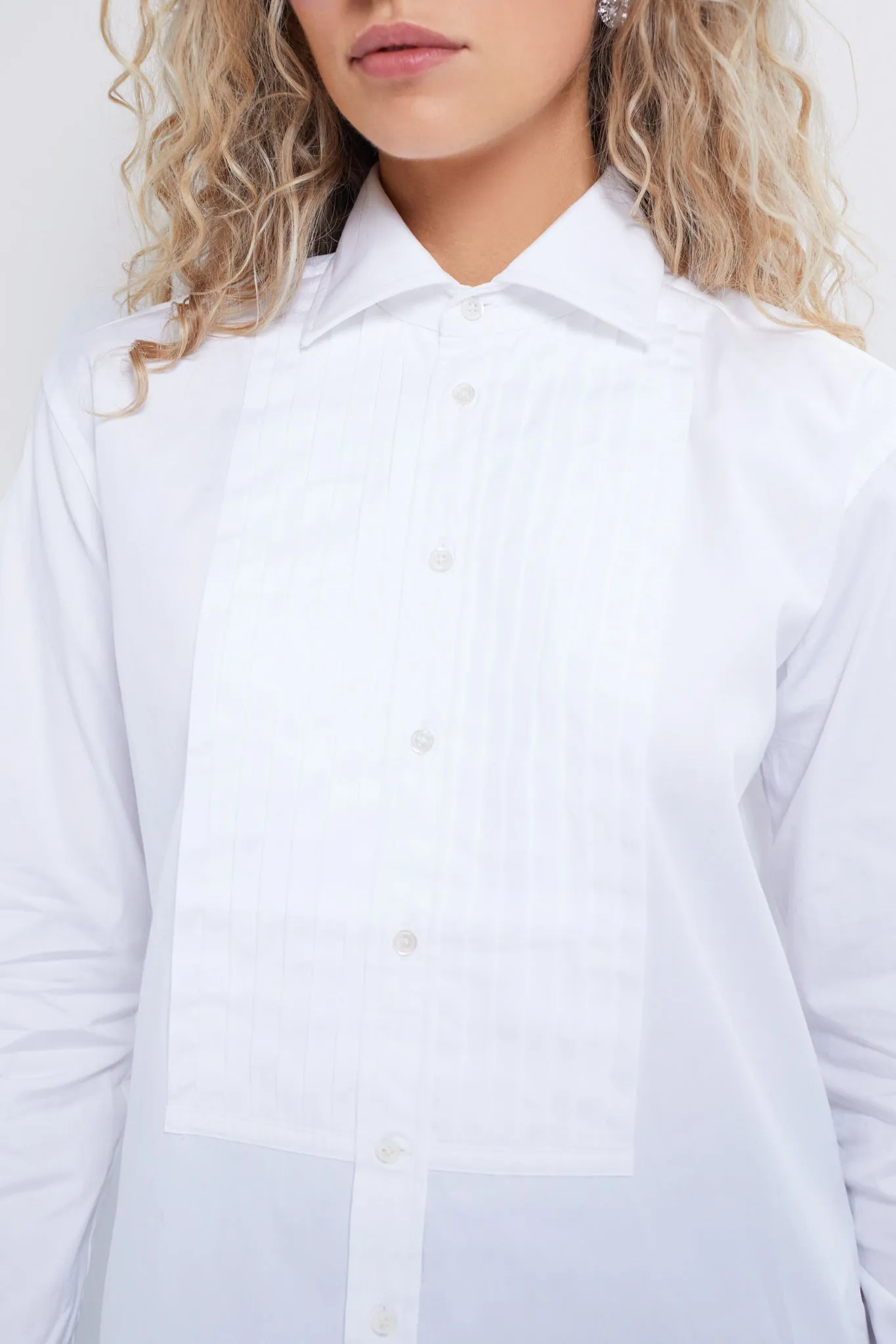 White Long Sleeve Button Front Blouse