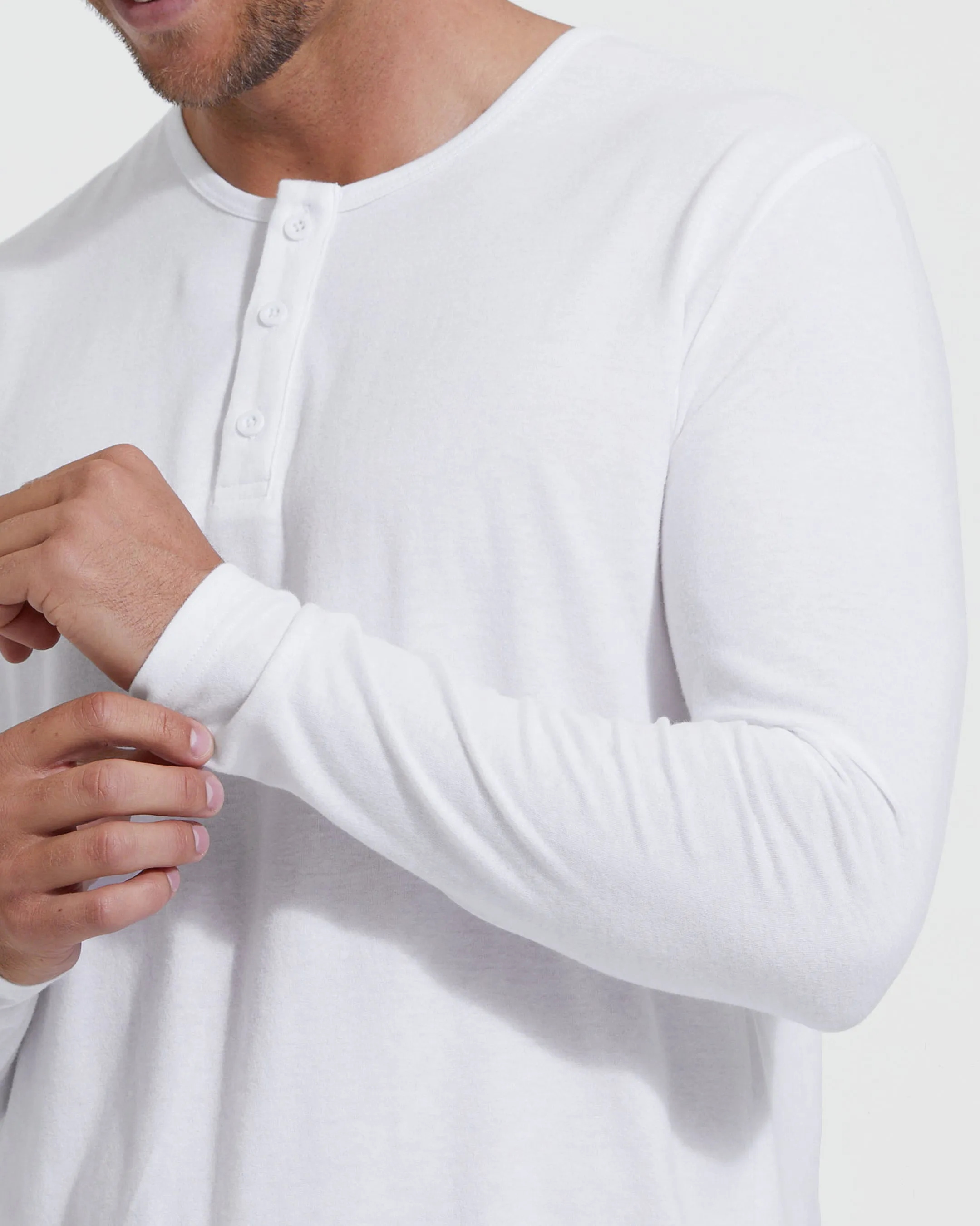 White Long Sleeve Henley