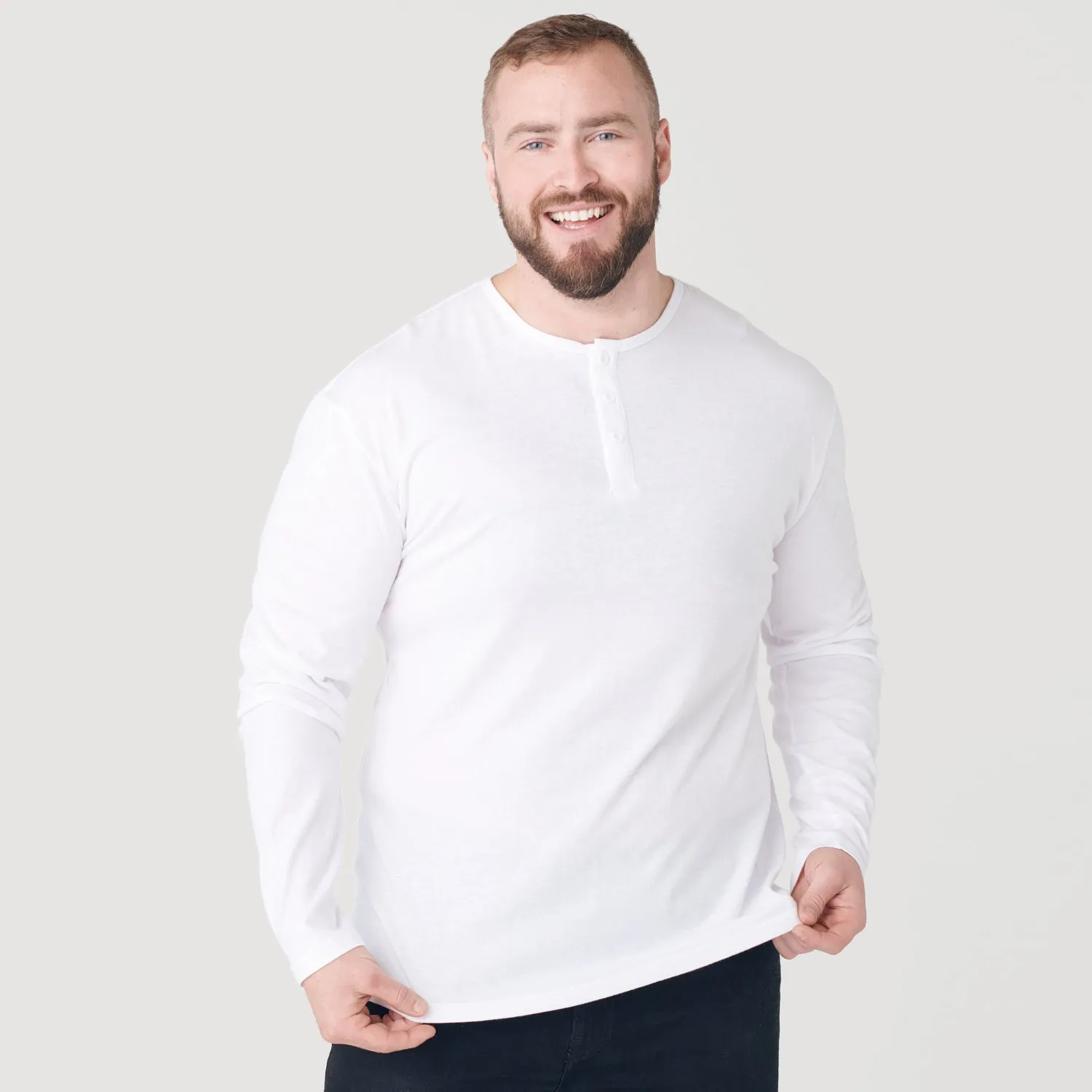 White Long Sleeve Henley