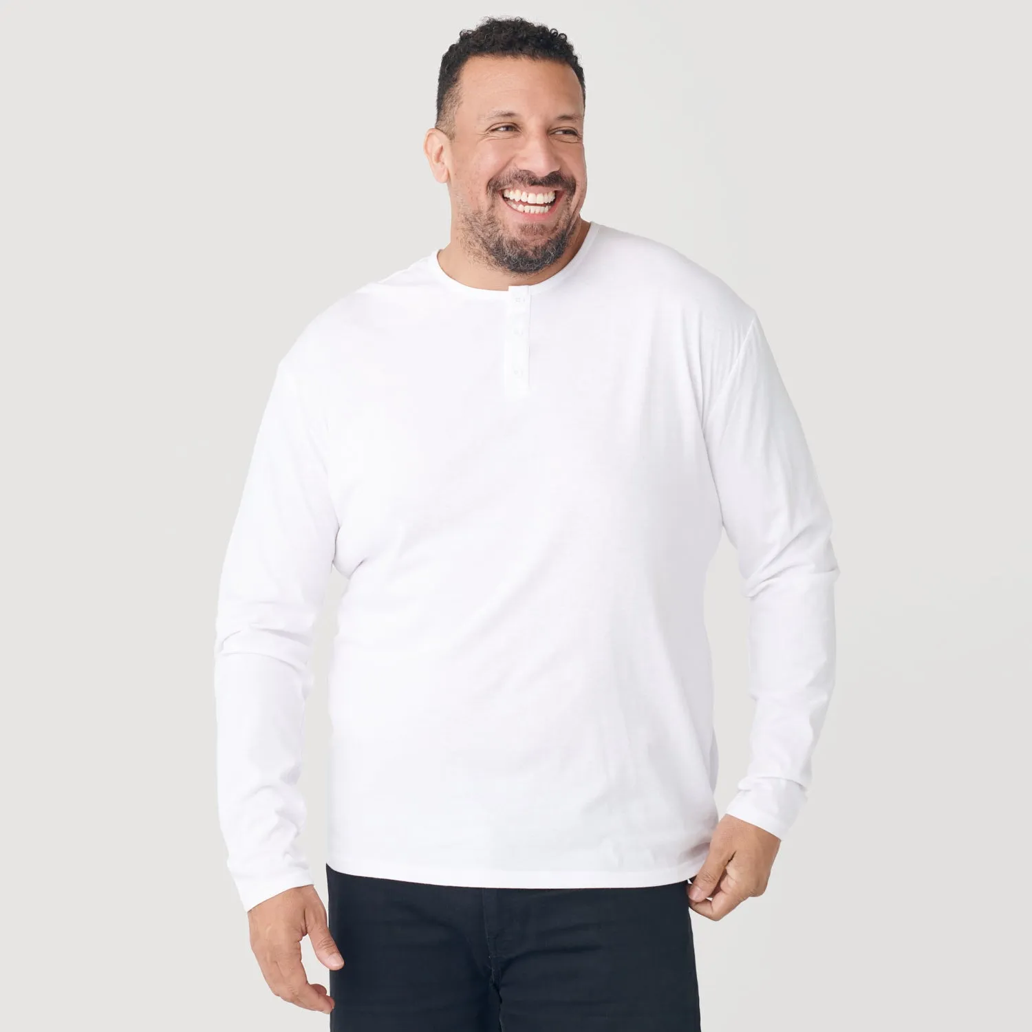 White Long Sleeve Henley