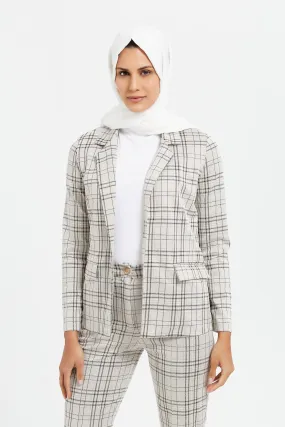 Women Checkered Long Sleeve Blazer