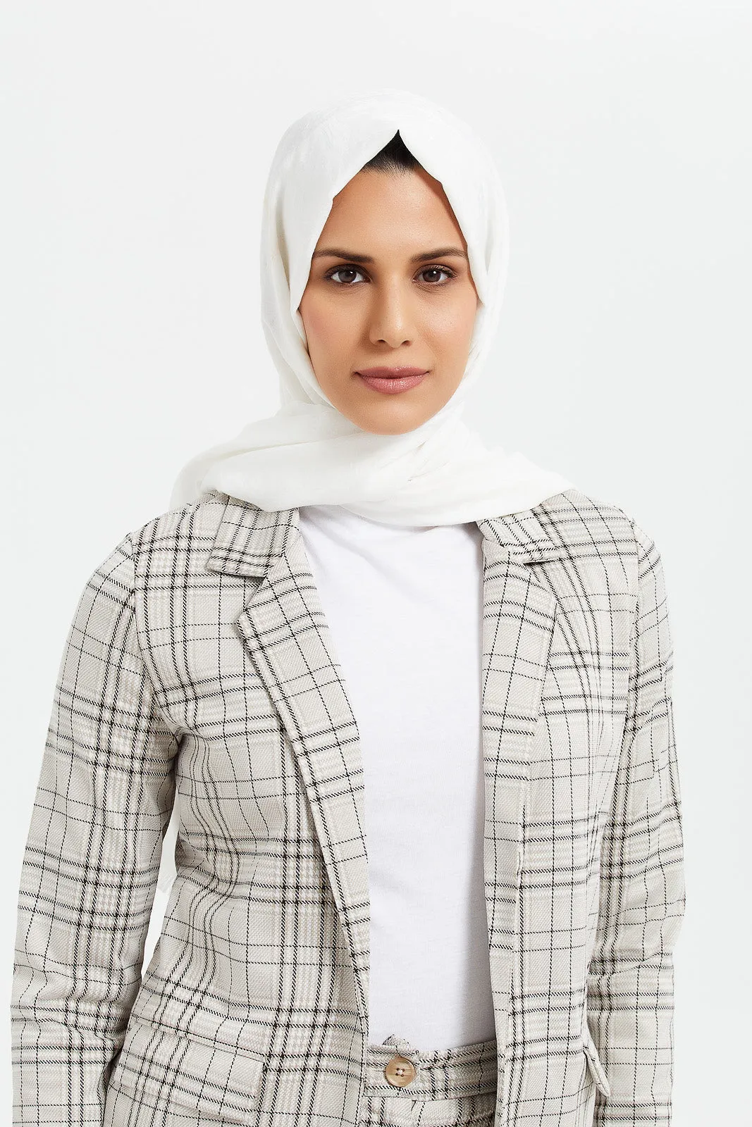 Women Checkered Long Sleeve Blazer