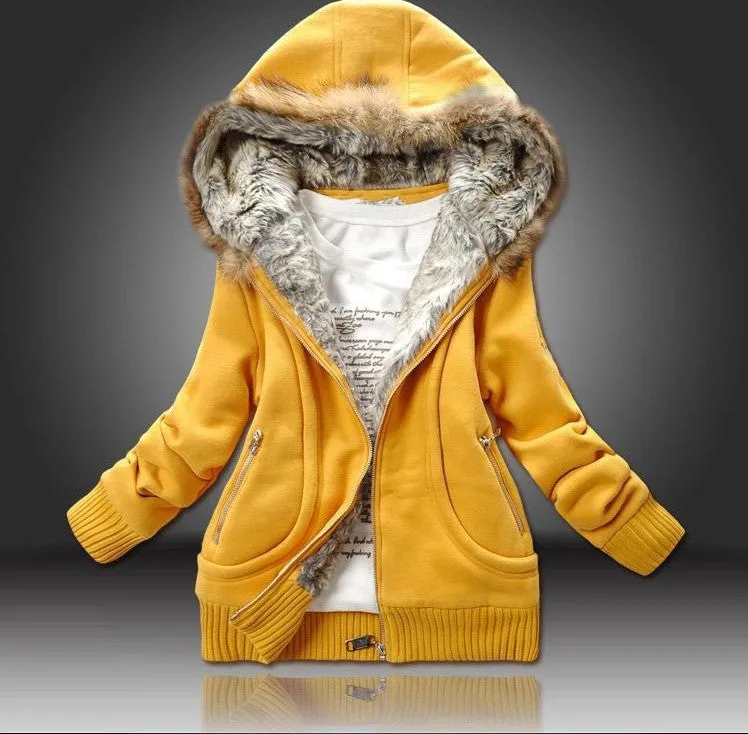 Women winter Coat,Sweatshirt Plus Large Fur Hooded Women Clothing