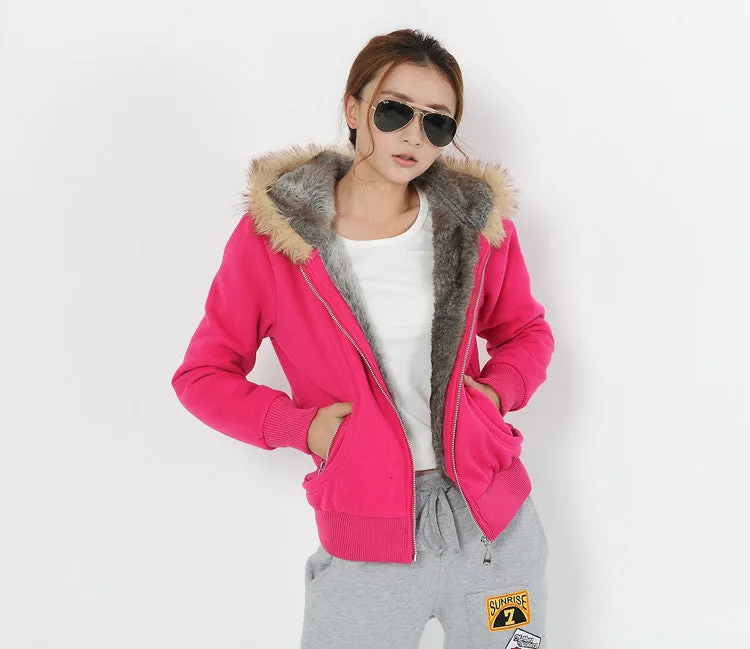 Women winter Coat,Sweatshirt Plus Large Fur Hooded Women Clothing