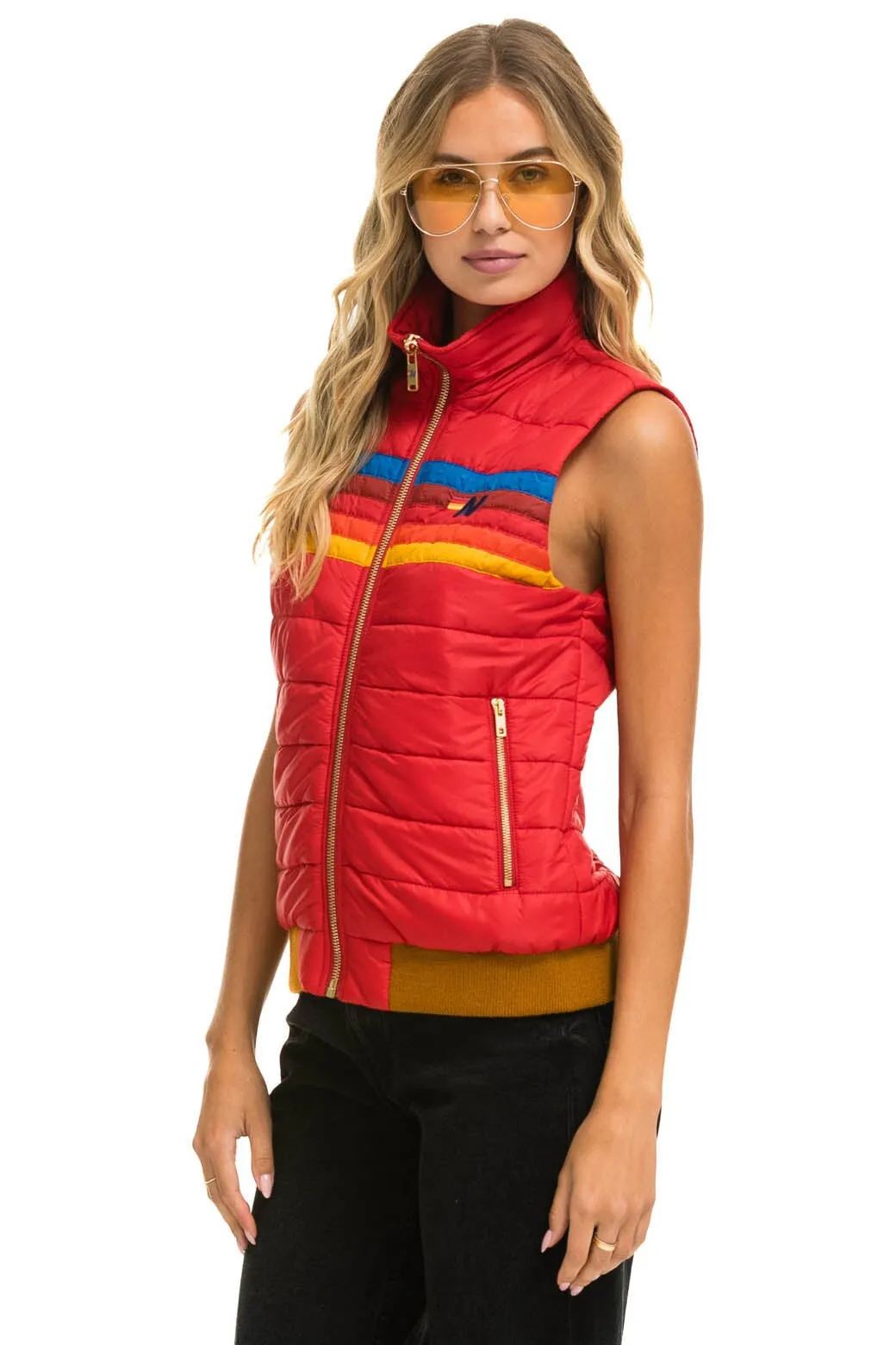 WOMEN'S 5 STRIPE VEST - CHERRY