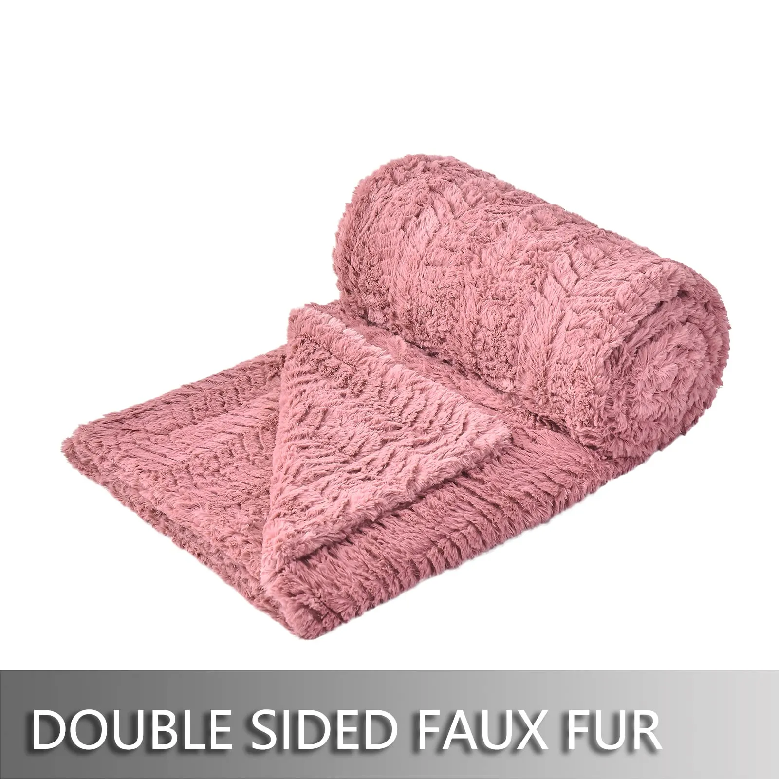 YUSOKI Luxury Double Sided Faux Fur Throw Blanket(Without Pillows),Soft Fuzzy Fluffy Cozy Blanket Plush Furry Comfy Warm Blanket for Couch Bed Chair Sofa Bedroom Women Teen Girls Gift(Pink,50" x 63")