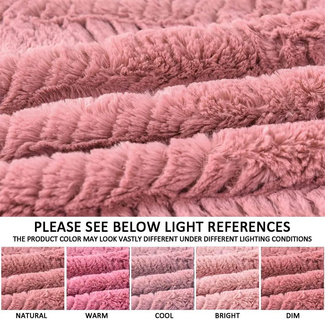 YUSOKI Luxury Double Sided Faux Fur Throw Blanket(Without Pillows),Soft Fuzzy Fluffy Cozy Blanket Plush Furry Comfy Warm Blanket for Couch Bed Chair Sofa Bedroom Women Teen Girls Gift(Pink,50" x 63")