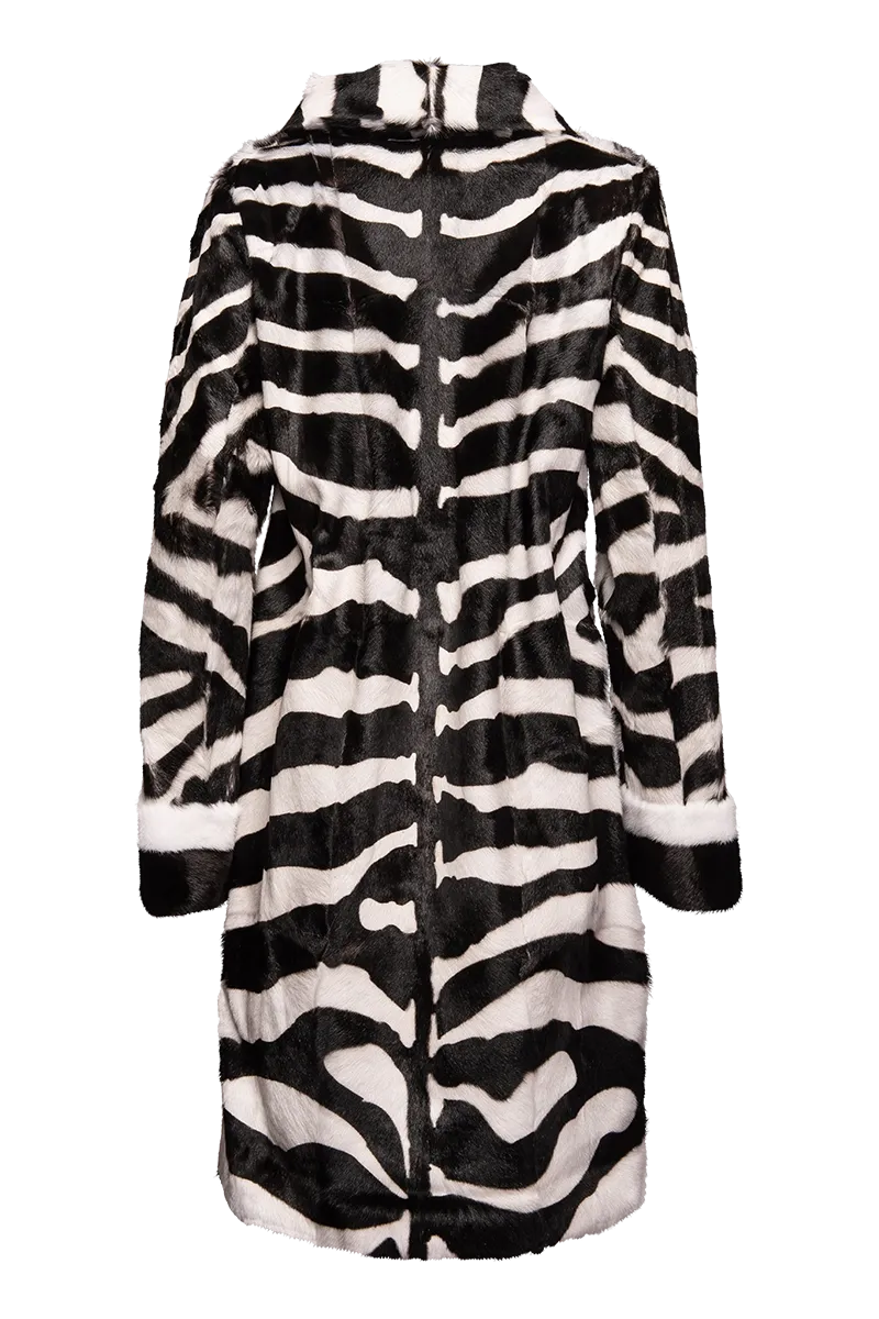 Zebra Print Horizontal Kidskin & Mink Fur Coat