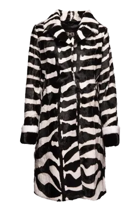 Zebra Print Horizontal Kidskin & Mink Fur Coat